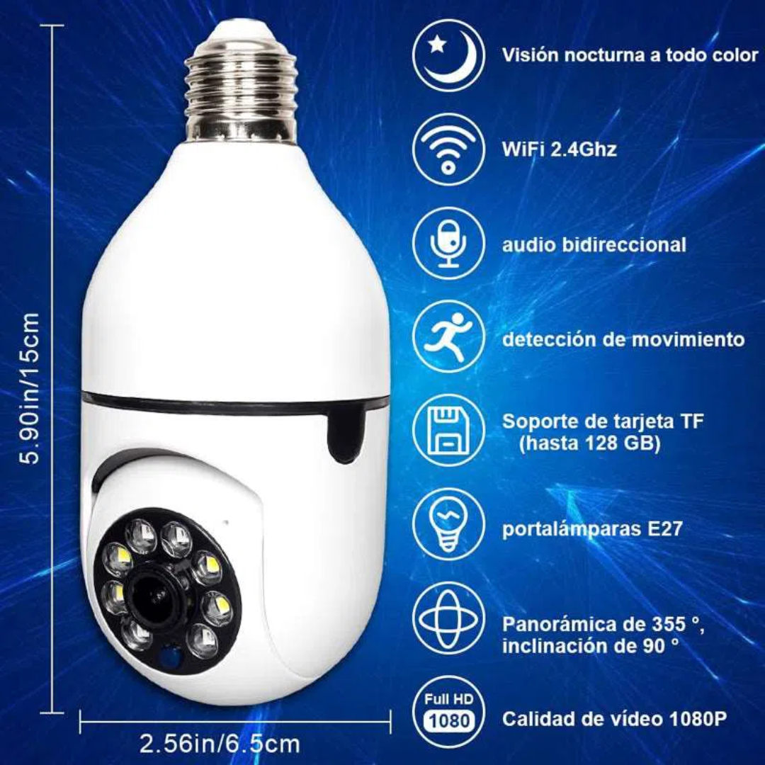 Cámara Bombilla 360° + Ebook Exclusuivo