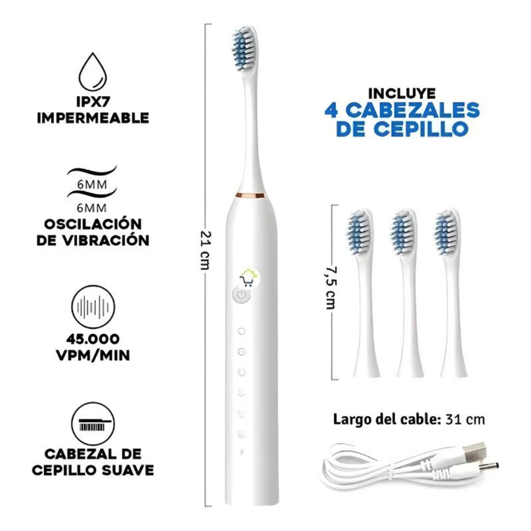 Cepillo de Dientes Eléctrico WhiteSmile X3® + Blanqueador Dental GRATIS