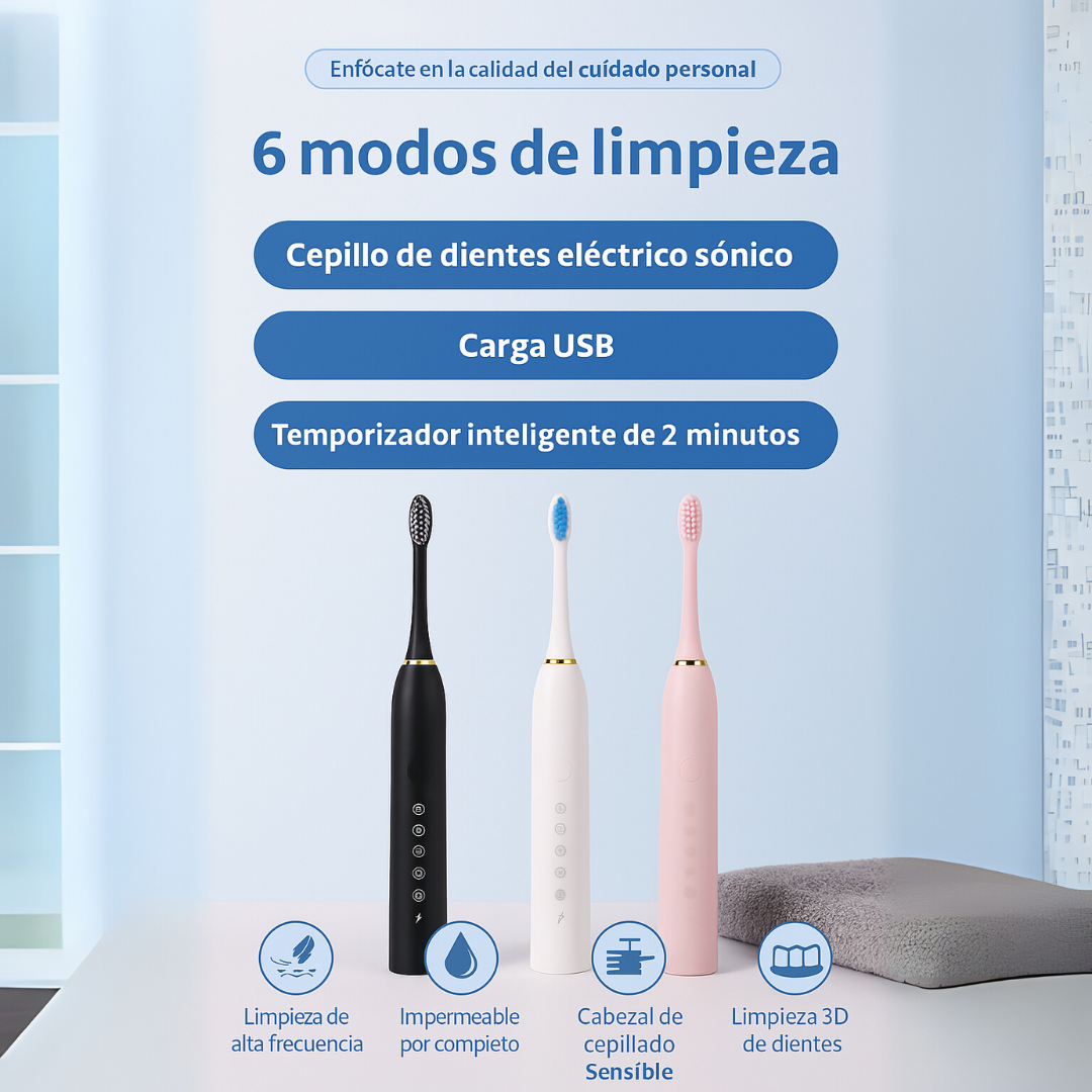 Cepillo de Dientes Eléctrico WhiteSmile X3® + Blanqueador Dental GRATIS